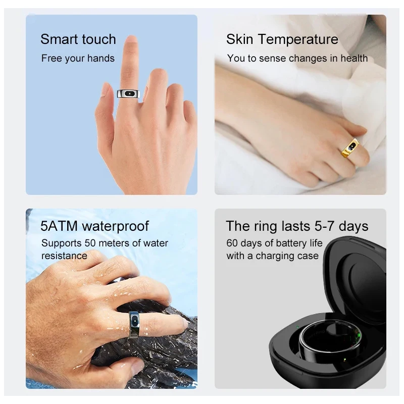 Smart Ring with Charging Case  - Temperature Ring Skin avis et prix