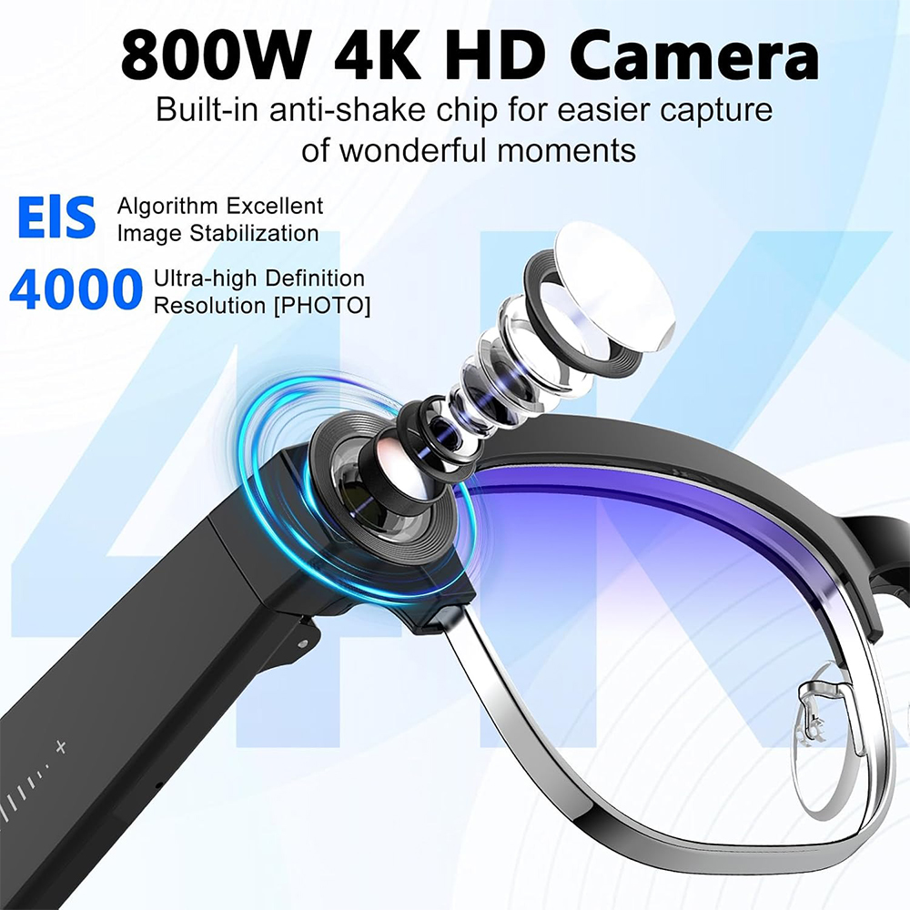 4K Smart AI Glasses 8MP Camera - Smart Glasses Lens avis et prix