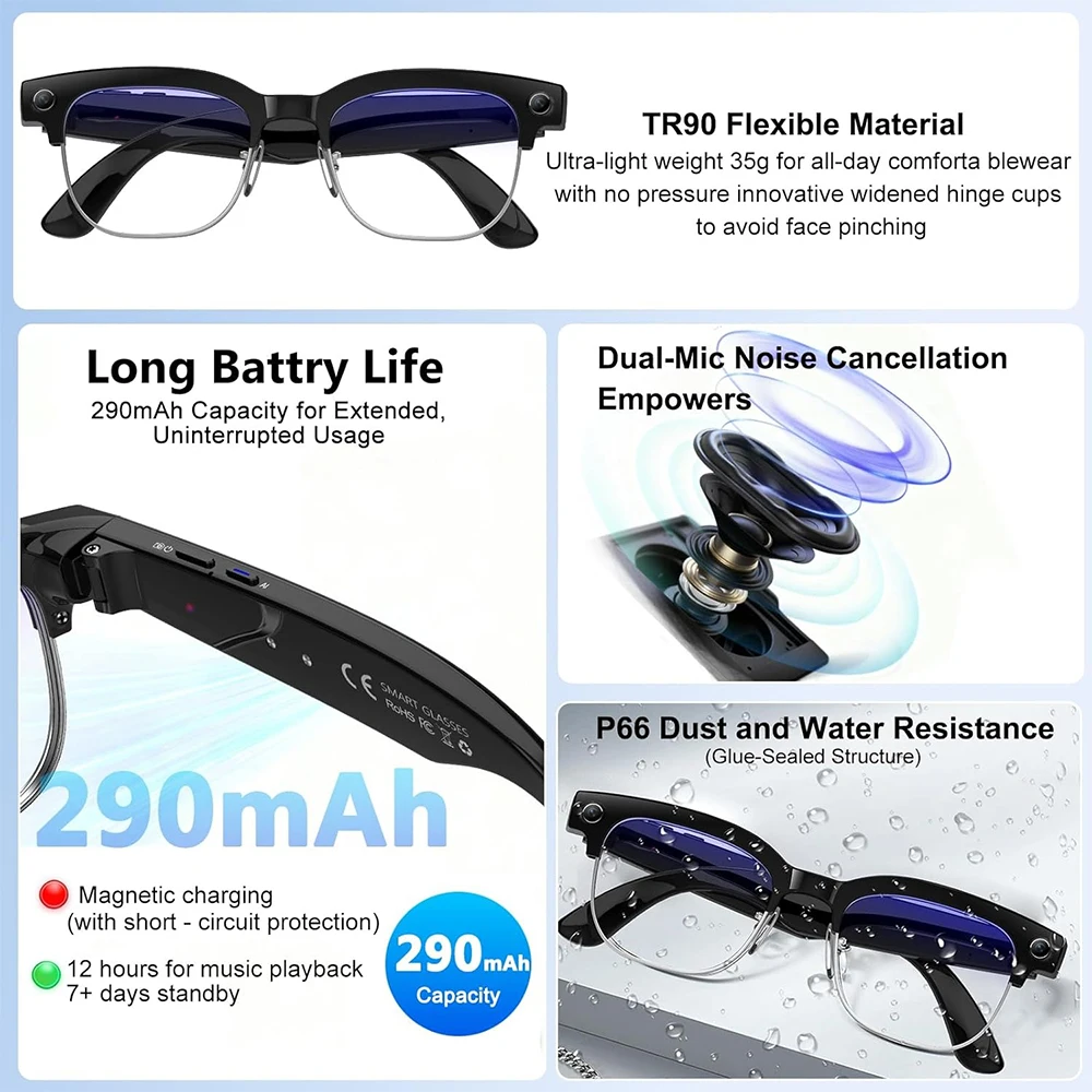 4K Smart AI Glasses 8MP Camera - Smart Glasses Lens avis et prix