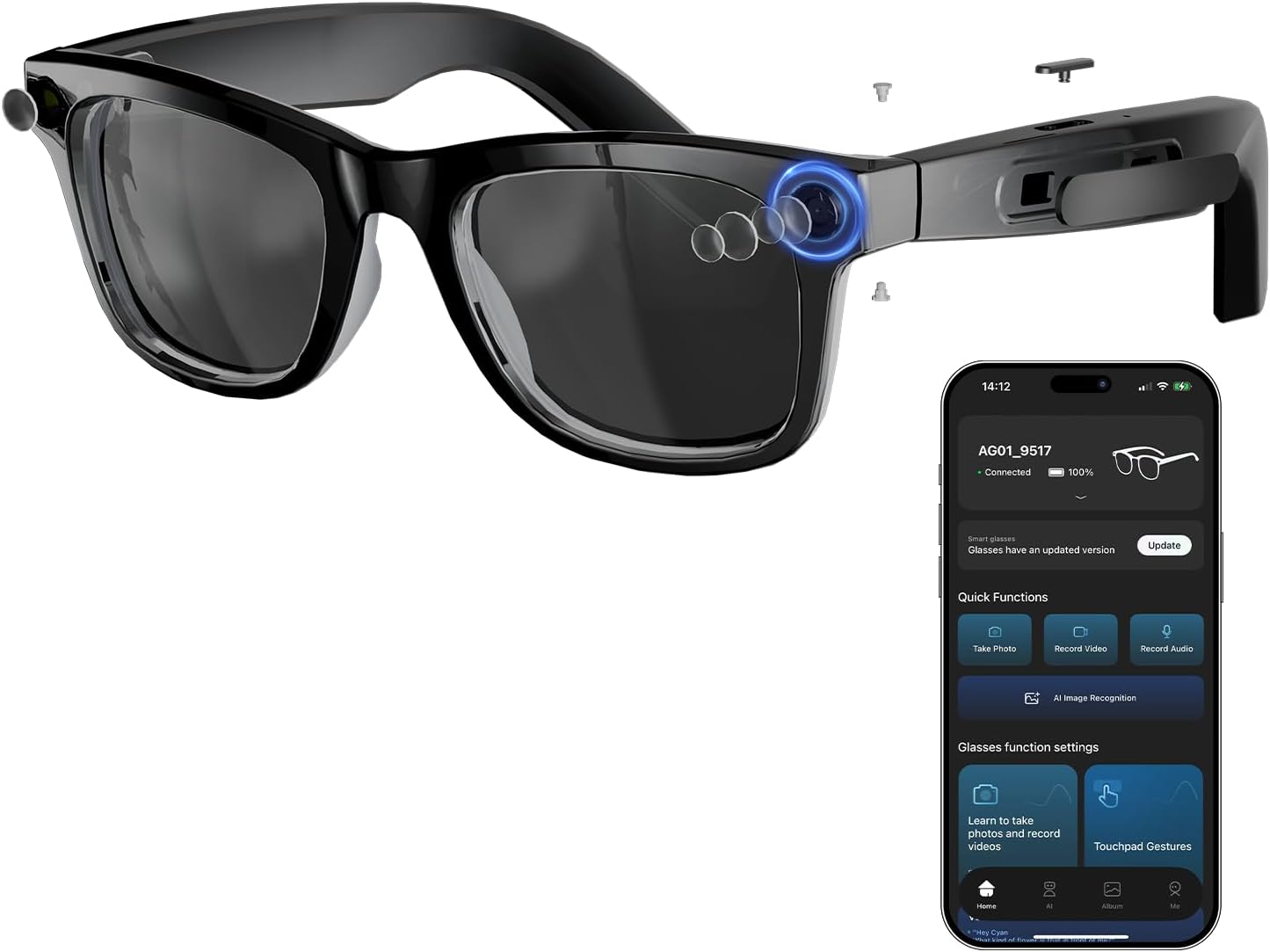 8MP AI Smart Glasses: 1080P Vi - Smart Glasses Lens avis et prix