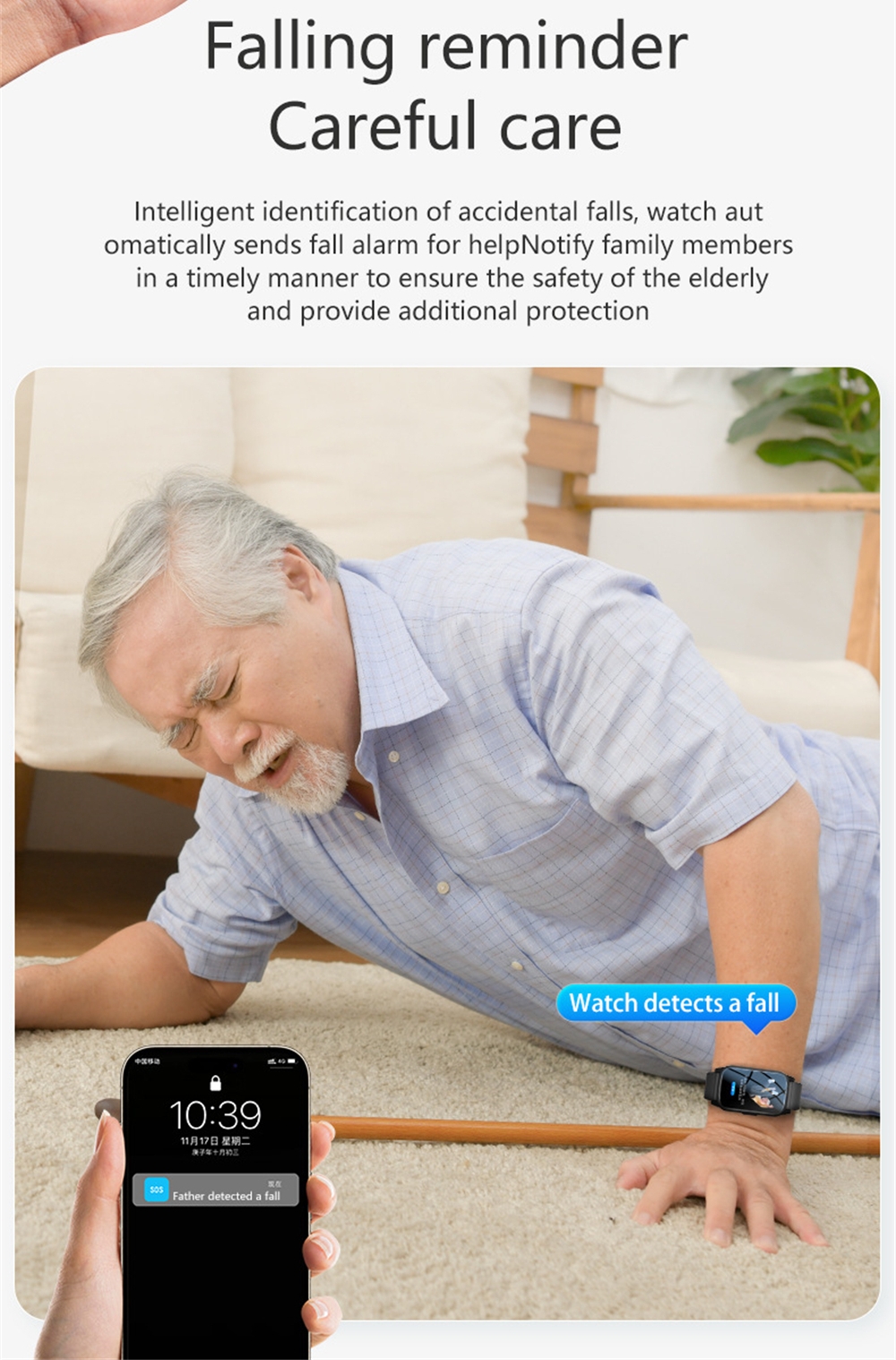 Elderly Smart Watch For Senior - Fall Detection Watch avis et prix