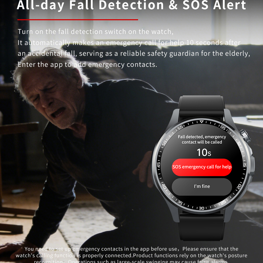 SOS Alert Heart Rate Fitness S - Fall Detection Watch avis et prix