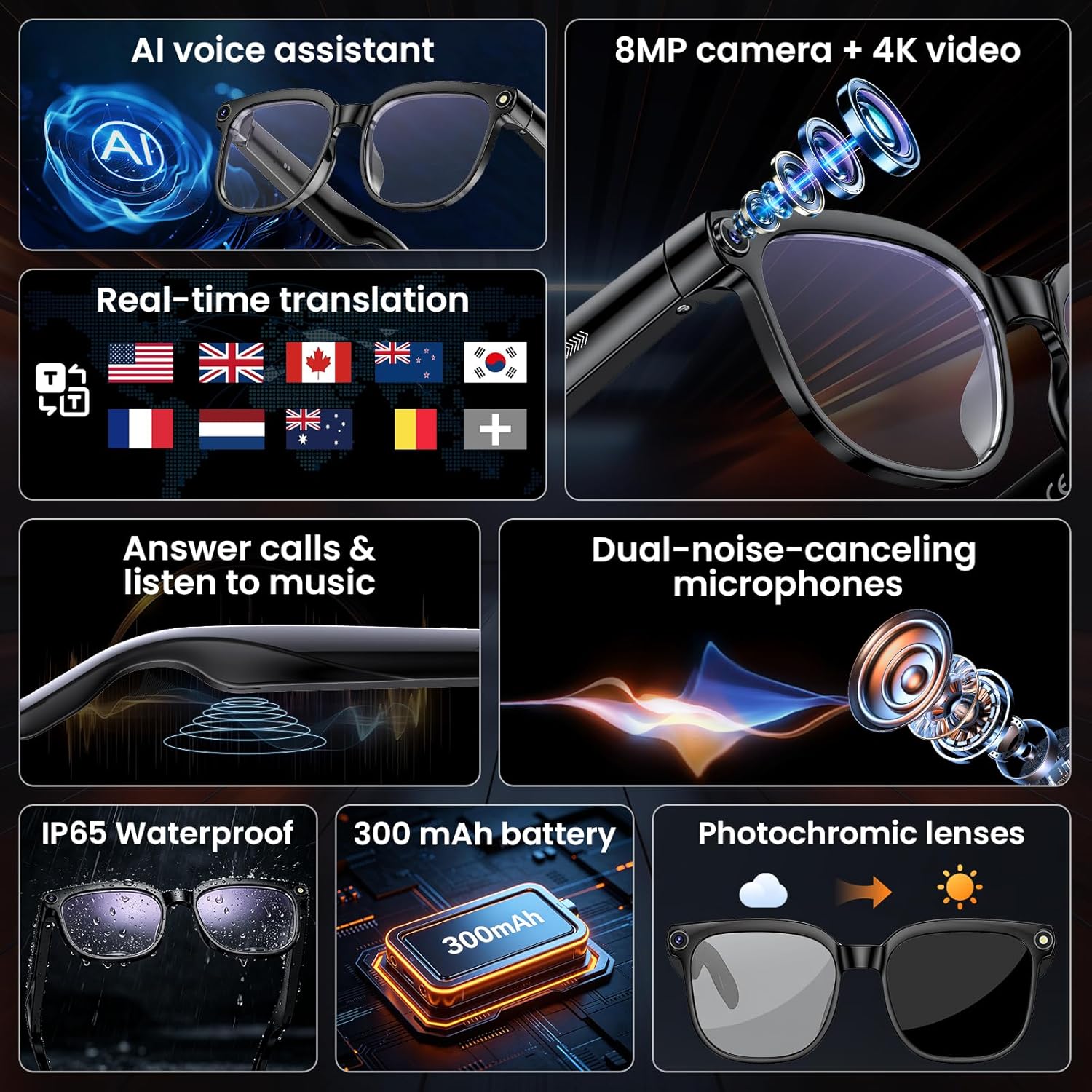 8MP Camera Smart Glasses: 4K P - Smart Glasses Lens avis et prix
